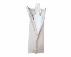 Cutlery Set In Paper Bag | Napkin | Spoon | Knife | Wooden Fork